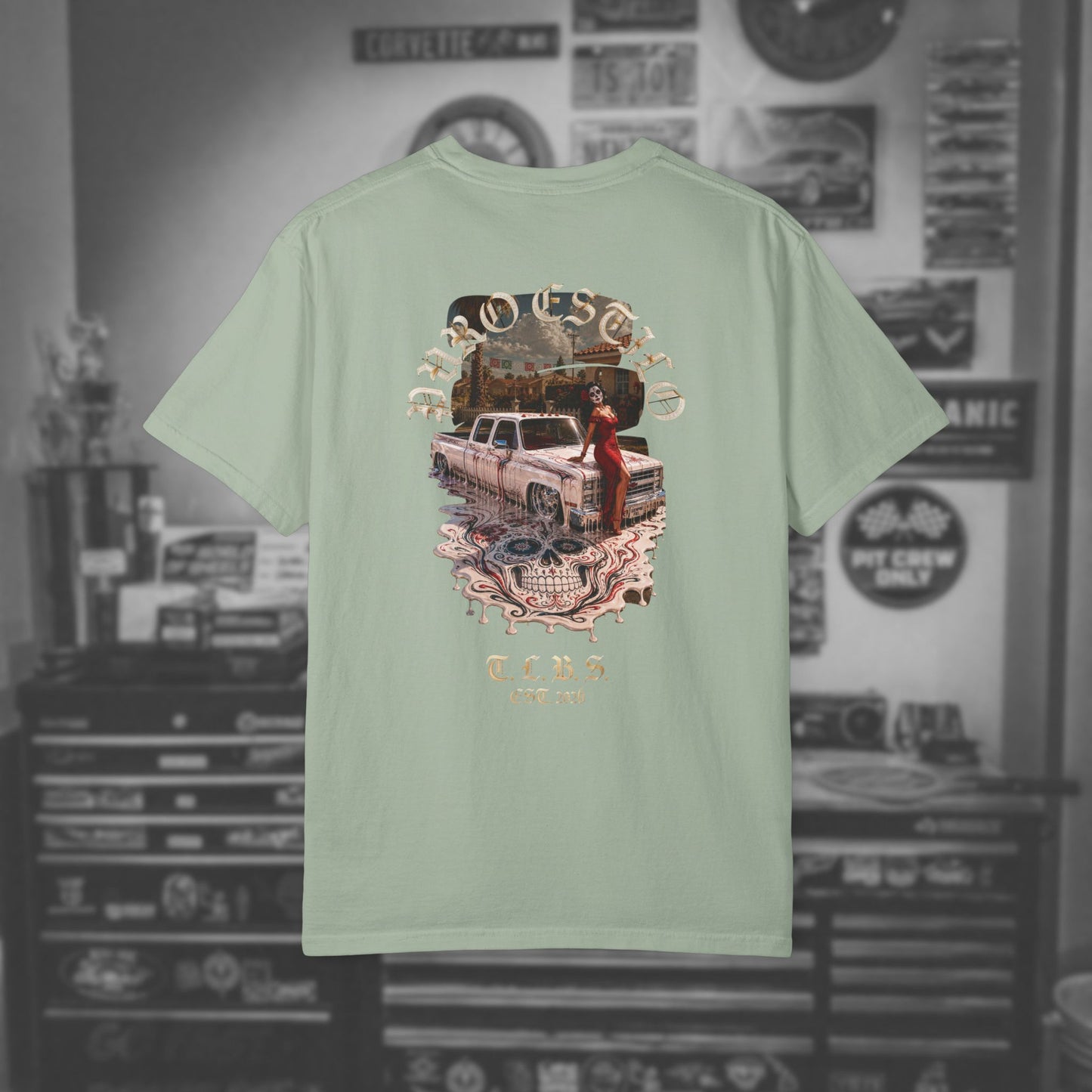 Puro Estilo Square Body Chevy T-Shirt — Día de Muertos Graphic Tee
