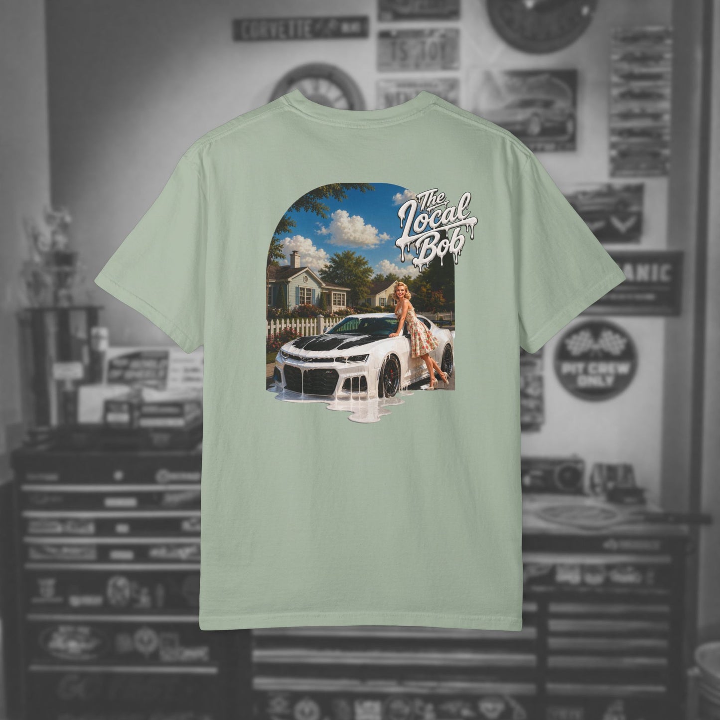 Camaro ZL1 Pinup Tee — 1950s Drip Art T-Shirt