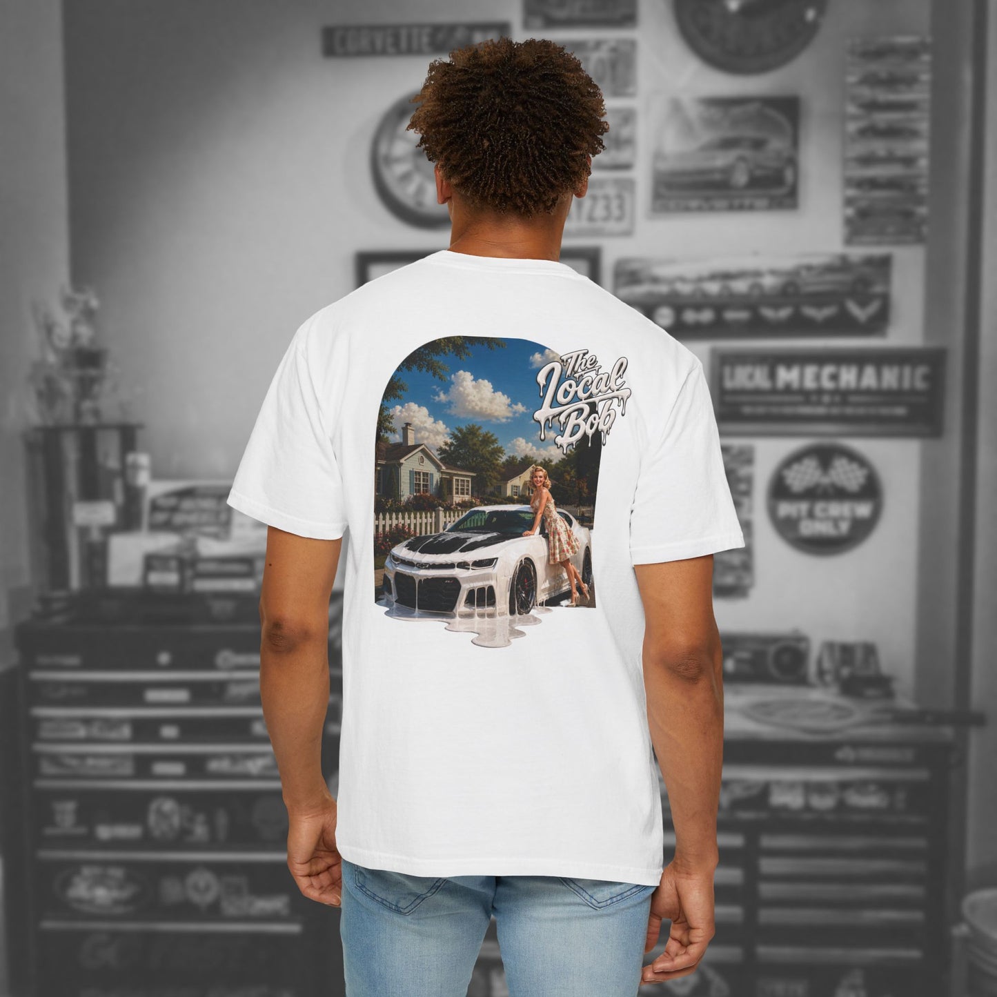 Camaro ZL1 Pinup Tee — 1950s Drip Art T-Shirt