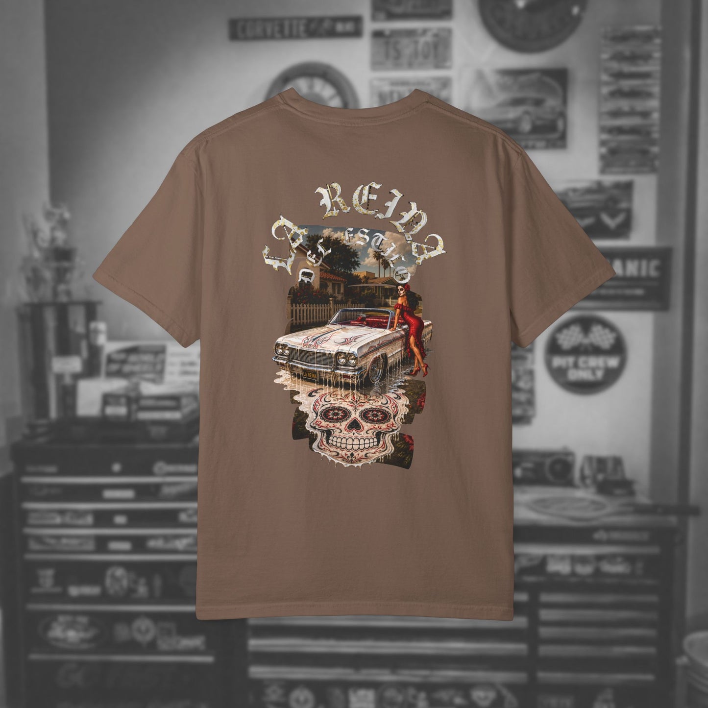 Lowrider Skull Tee — La Reina - Dia los Muertos Graphic T-Shirt