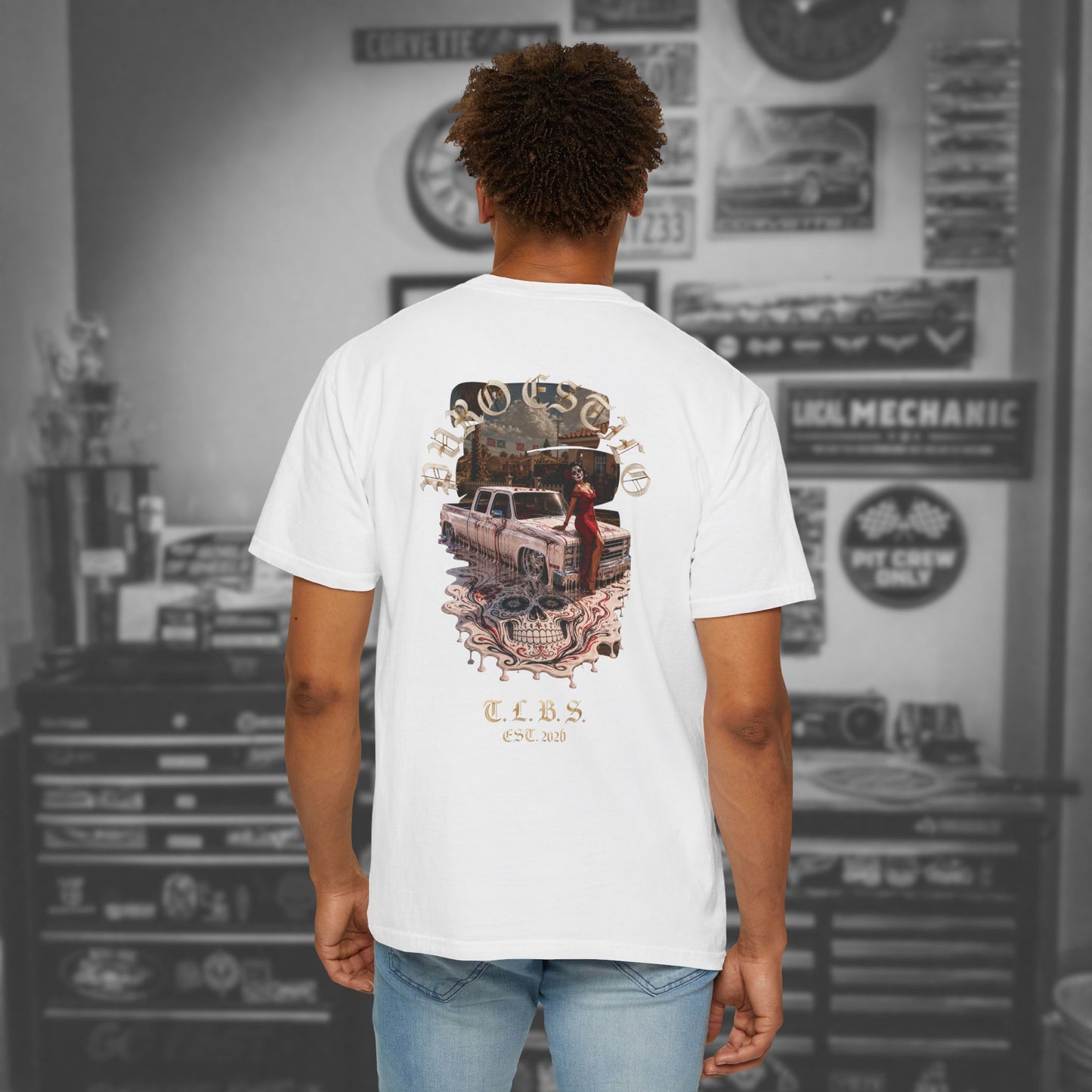 Puro Estilo Square Body Chevy T-Shirt — Día de Muertos Graphic Tee