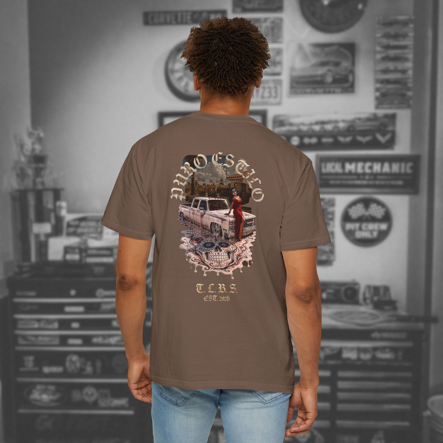 Puro Estilo Square Body Chevy T-Shirt — Día de Muertos Graphic Tee
