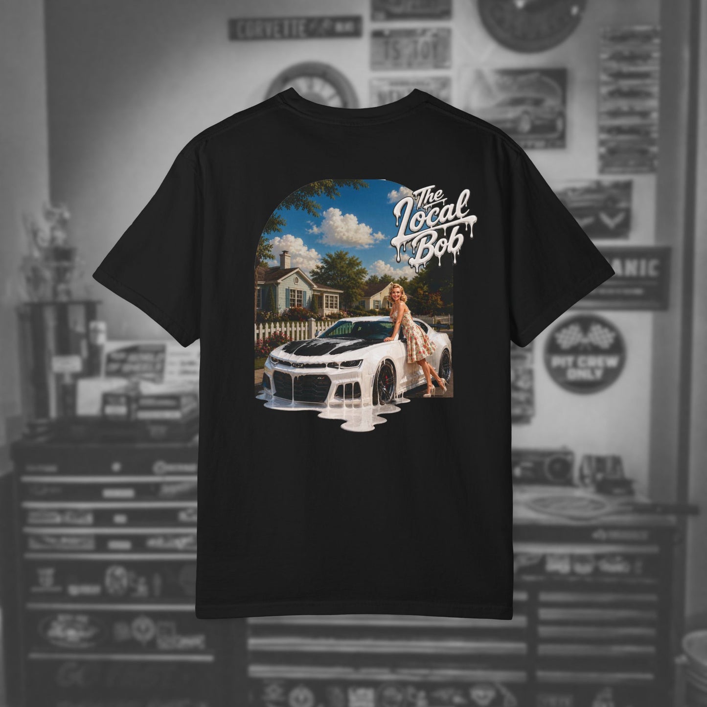 Camaro ZL1 Pinup Tee — 1950s Drip Art T-Shirt