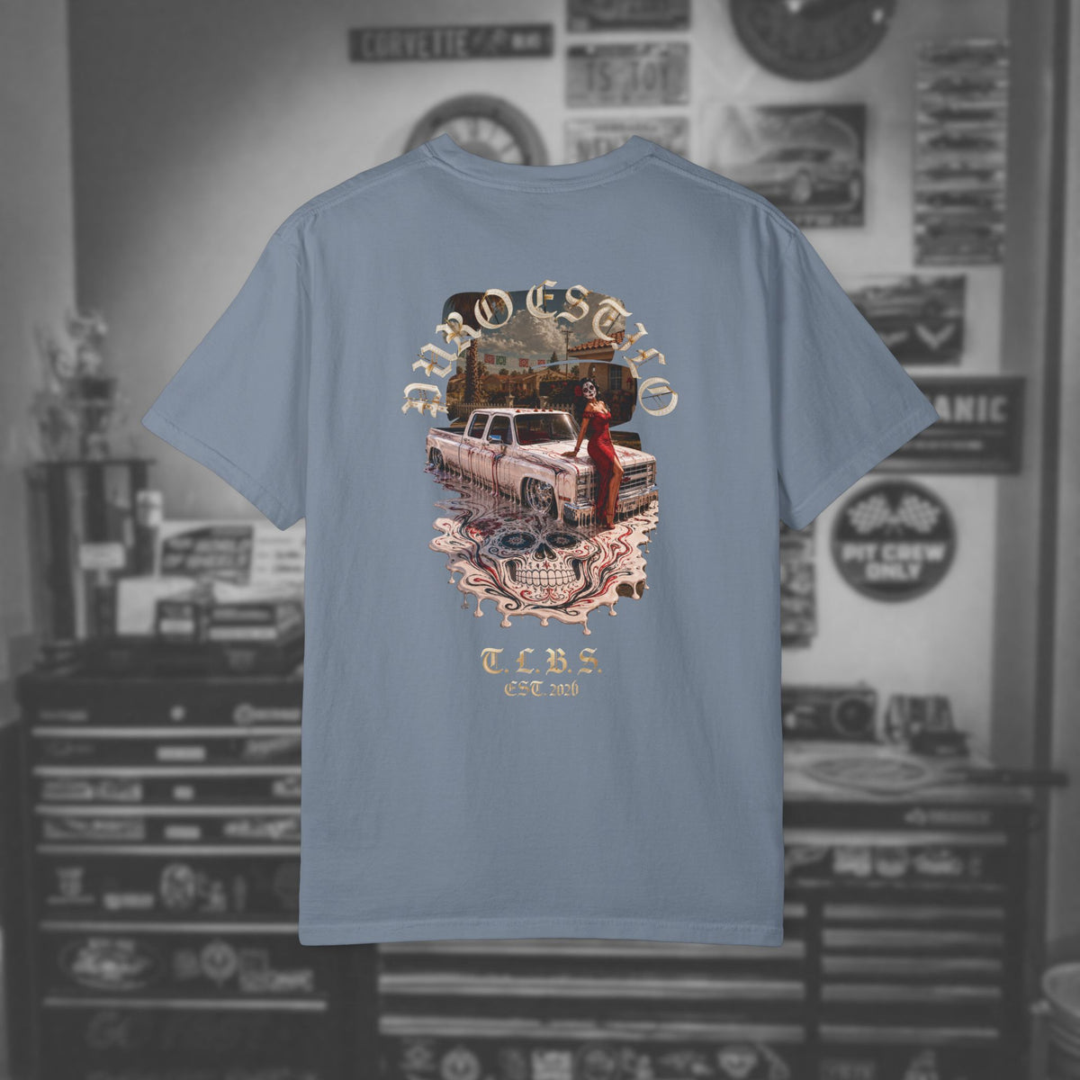 Puro Estilo Square Body Chevy T-Shirt — Día de Muertos Graphic Tee