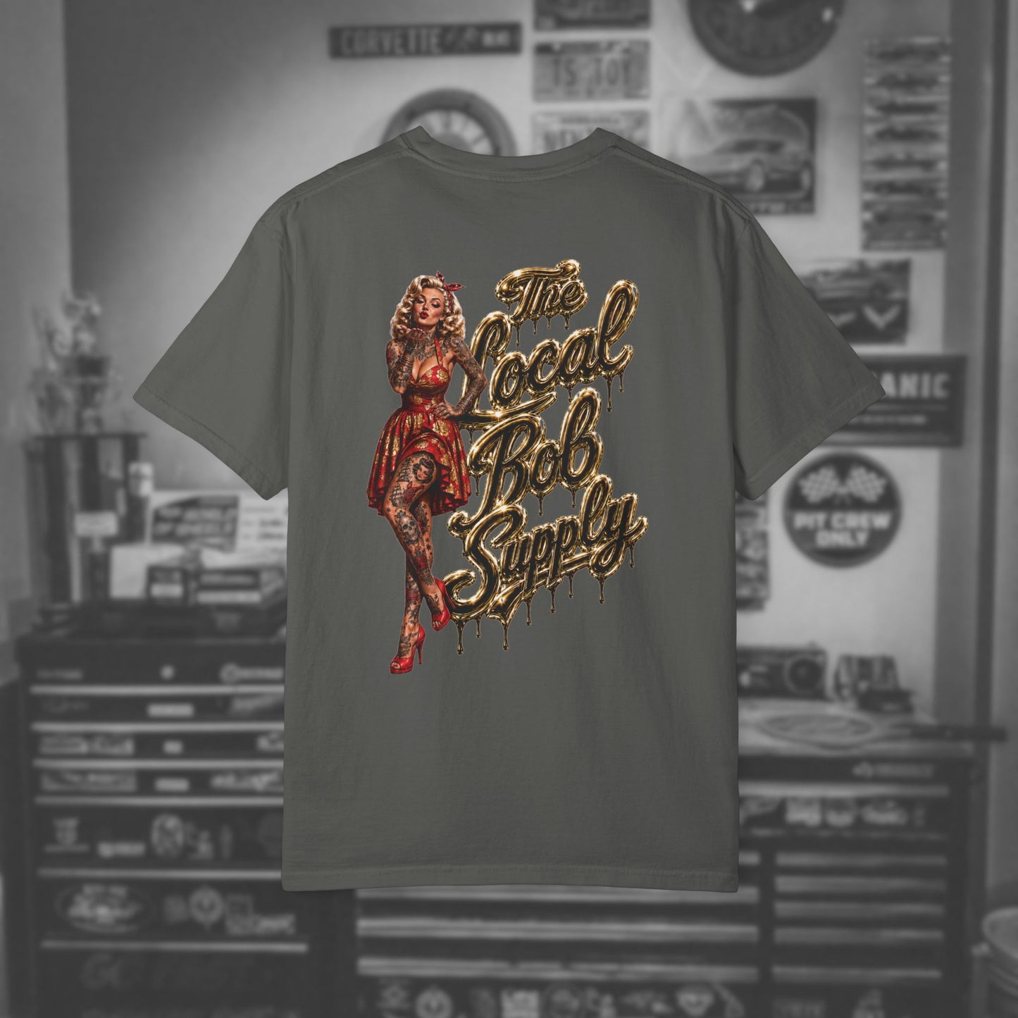 Retro Golden Pinup 'The Local Bob Supply' Graphic Tee