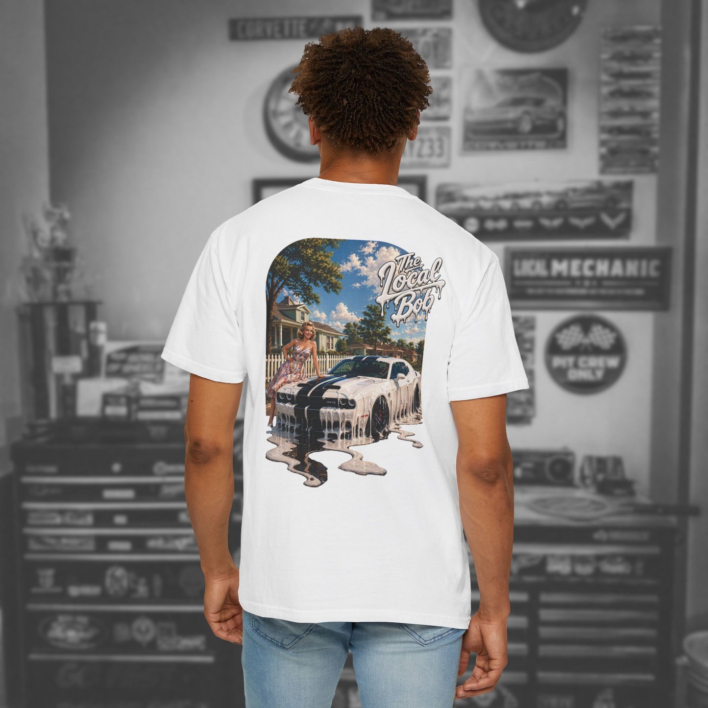 Challenger 1950s Retro Drip Pinup T-Shirt — Unhinged Automotive Art
