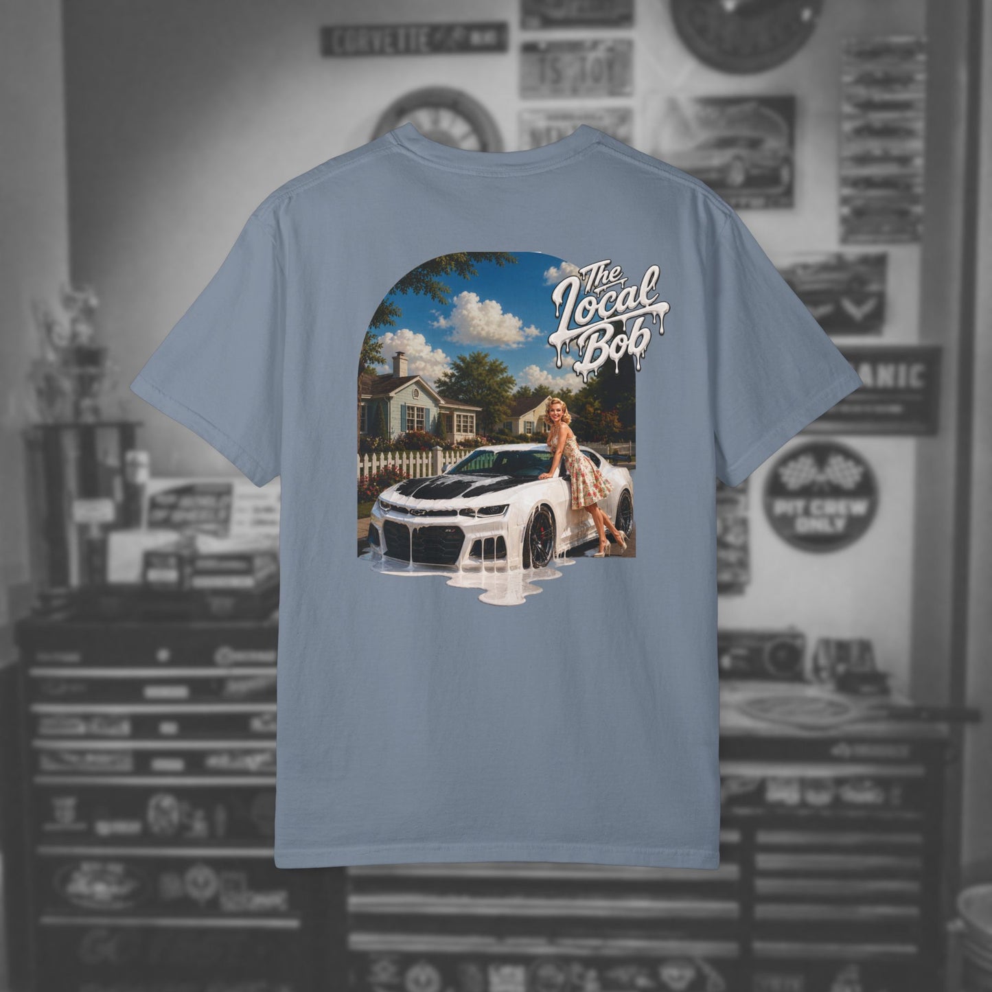 Camaro ZL1 Pinup Tee — 1950s Drip Art T-Shirt
