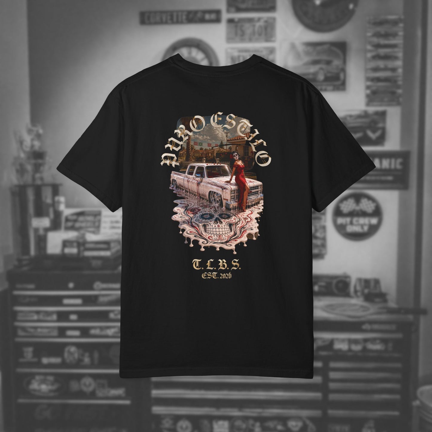 Puro Estilo Square Body Chevy T-Shirt — Día de Muertos Graphic Tee