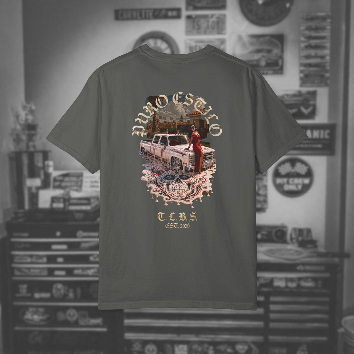 Puro Estilo Square Body Chevy T-Shirt — Día de Muertos Graphic Tee