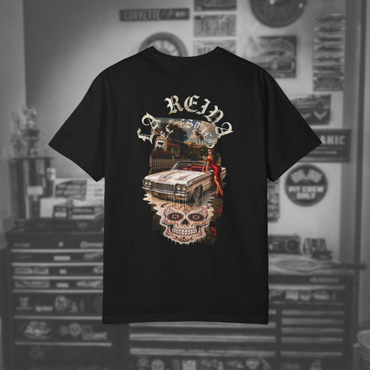 Lowrider Skull Tee — La Reina - Dia los Muertos Graphic T-Shirt