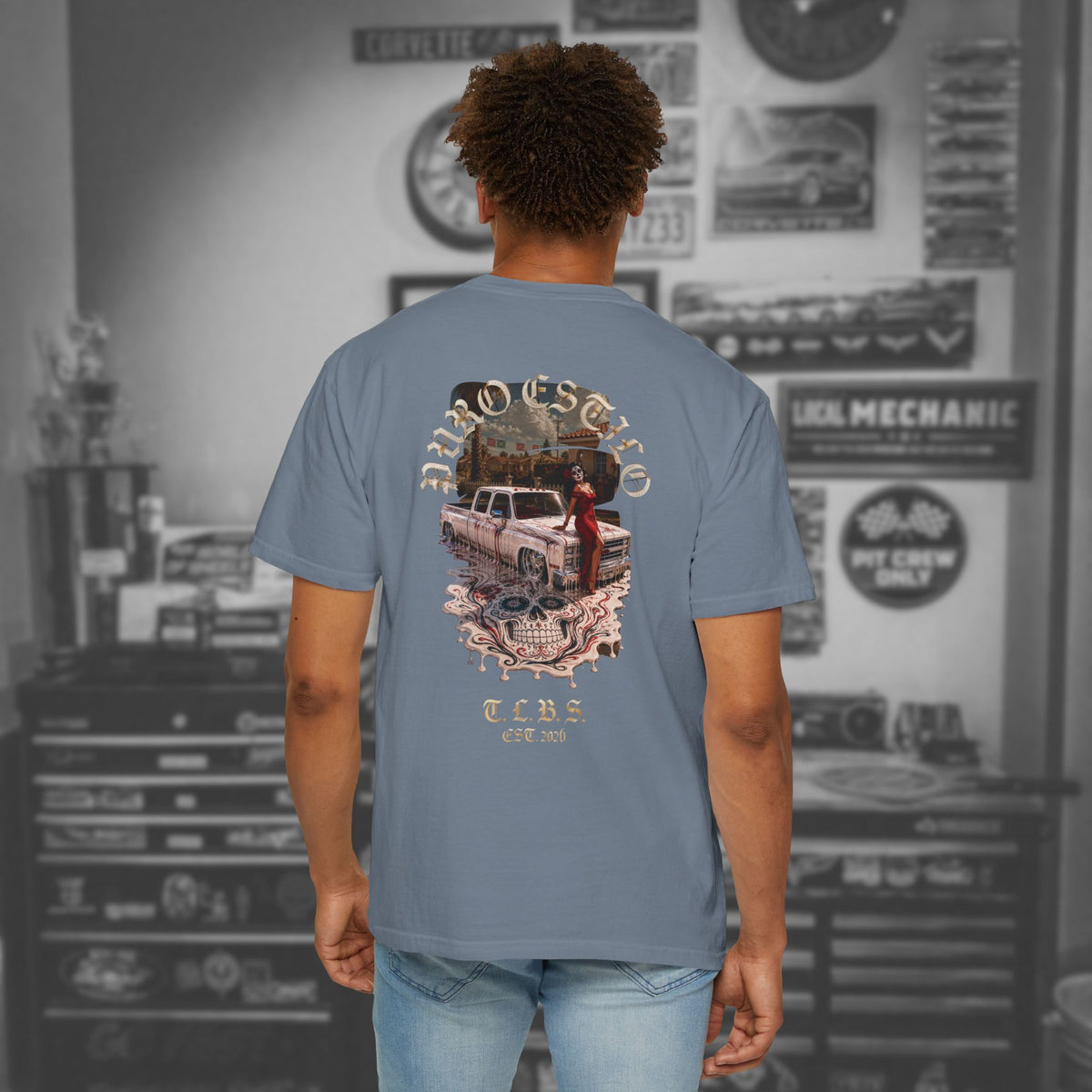 Puro Estilo Square Body Chevy T-Shirt — Día de Muertos Graphic Tee