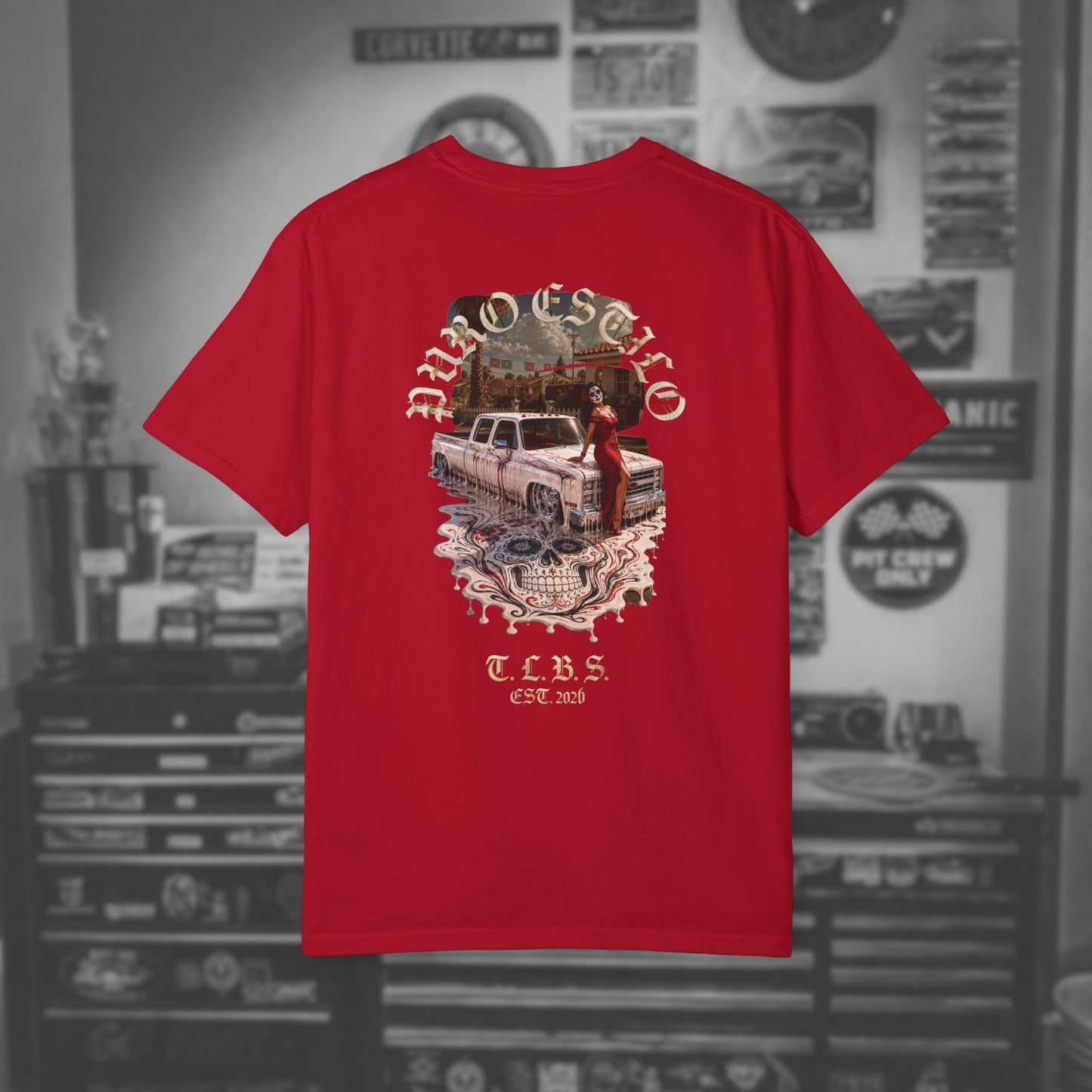 Puro Estilo Square Body Chevy T-Shirt — Día de Muertos Graphic Tee