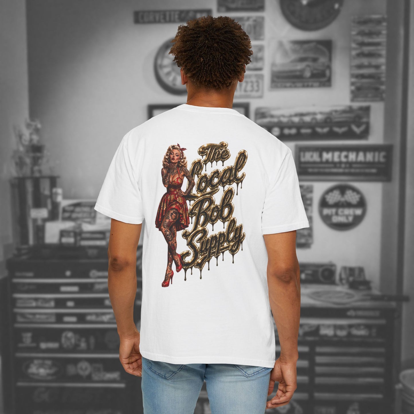 Retro Golden Pinup 'The Local Bob Supply' Graphic Tee
