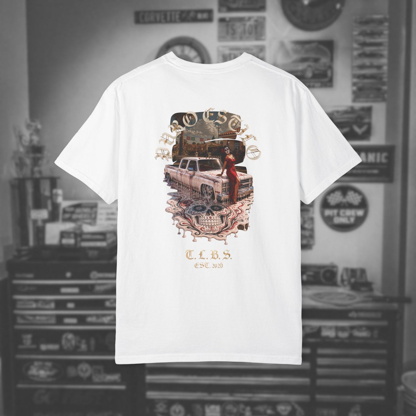 Puro Estilo Square Body Chevy T-Shirt — Día de Muertos Graphic Tee