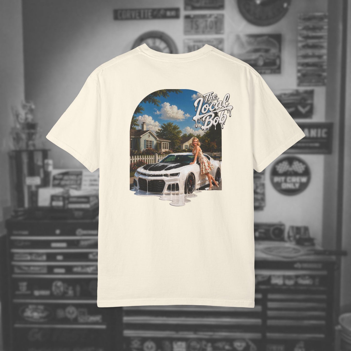 Camaro ZL1 Pinup Tee — 1950s Drip Art T-Shirt
