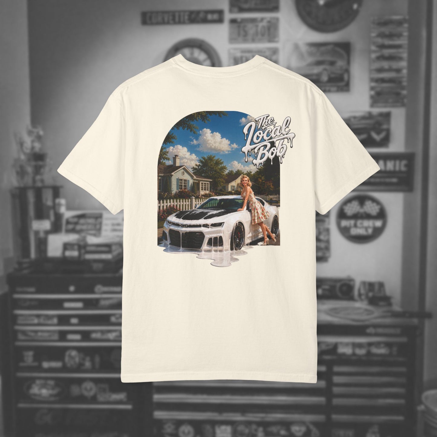 Camaro ZL1 Pinup Tee — 1950s Drip Art T-Shirt