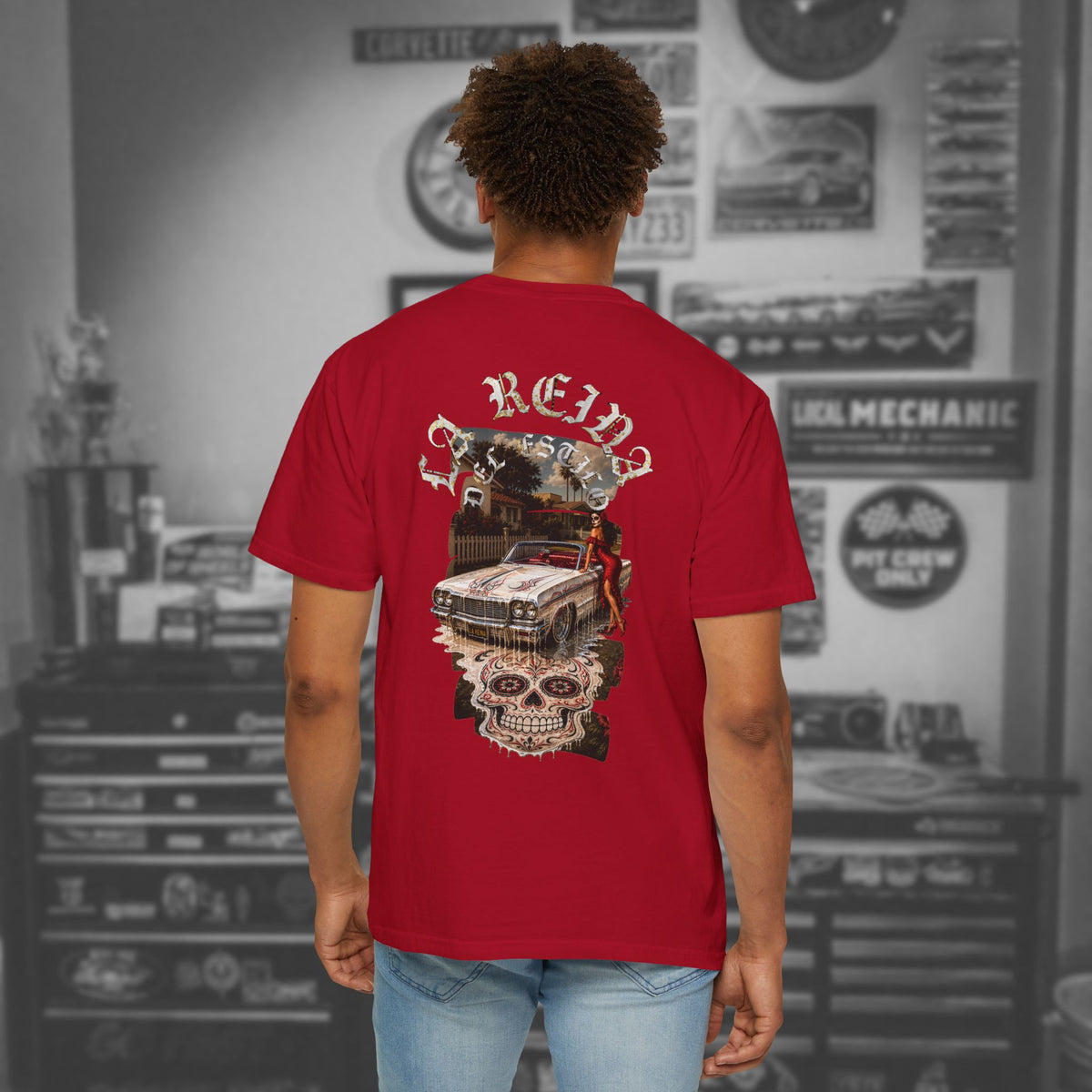 Lowrider Skull Tee — La Reina - Dia los Muertos Graphic T-Shirt