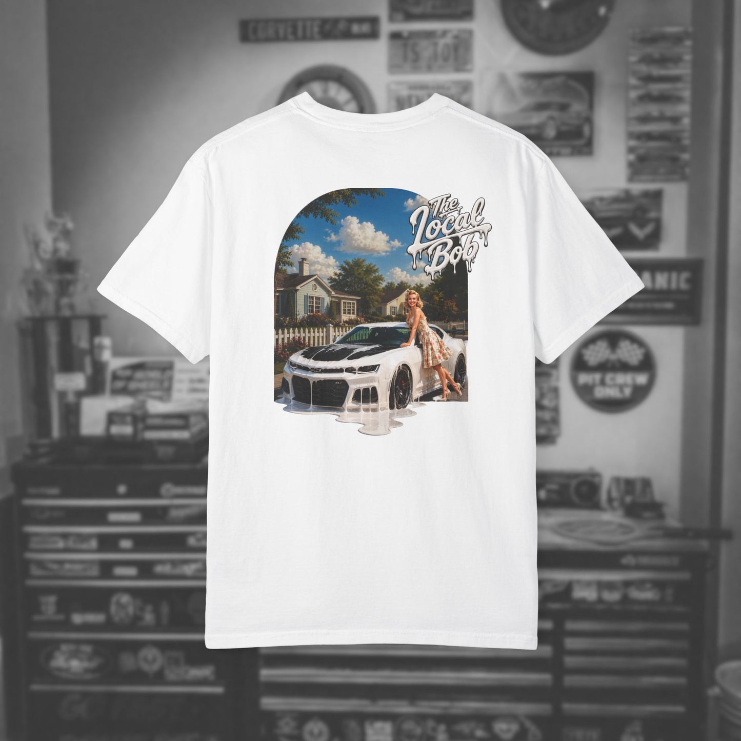 Camaro ZL1 Pinup Tee — 1950s Drip Art T-Shirt