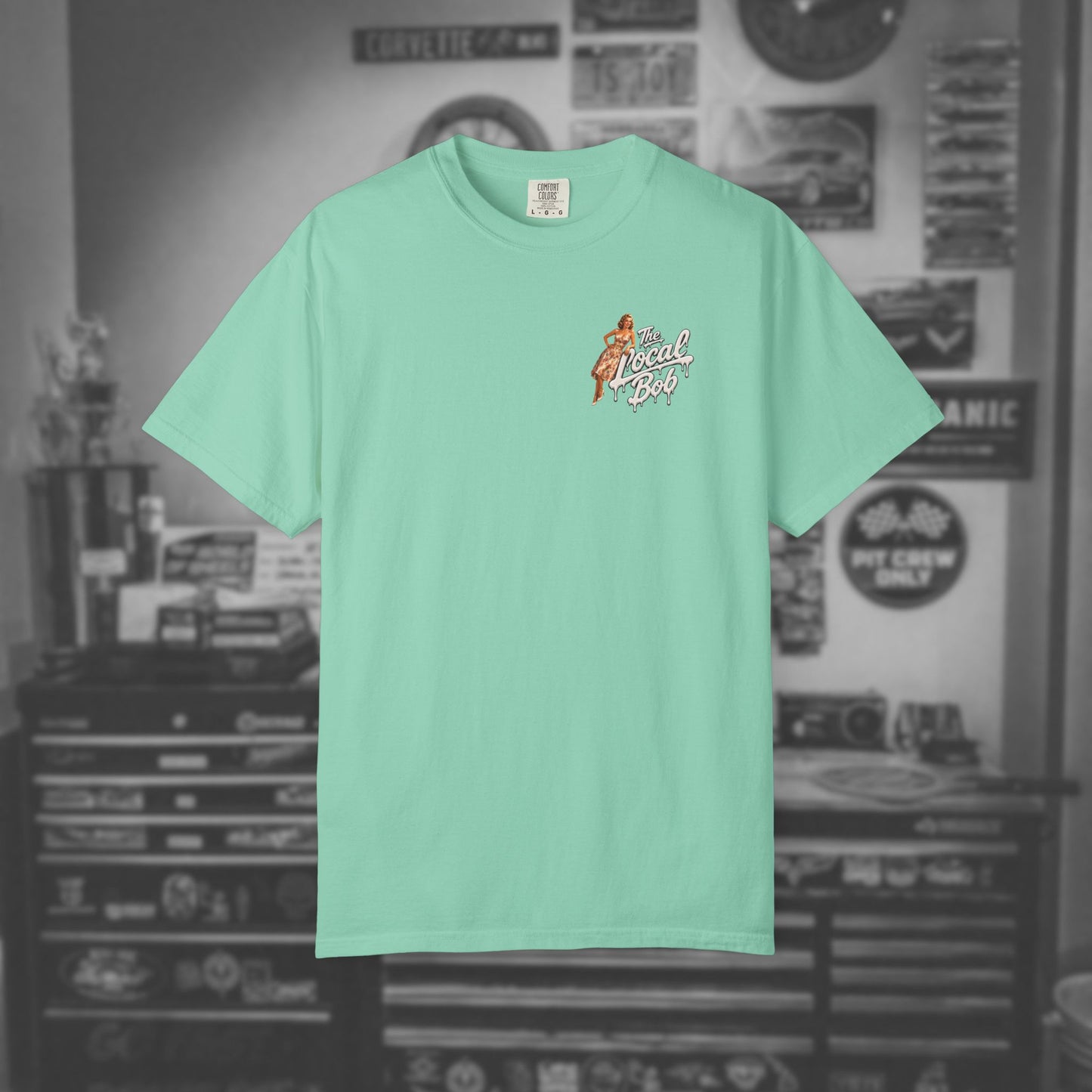 Challenger 1950s Retro Drip Pinup T-Shirt — Unhinged Automotive Art