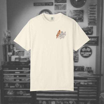 Challenger 1950s Retro Drip Pinup T-Shirt — Unhinged Automotive Art