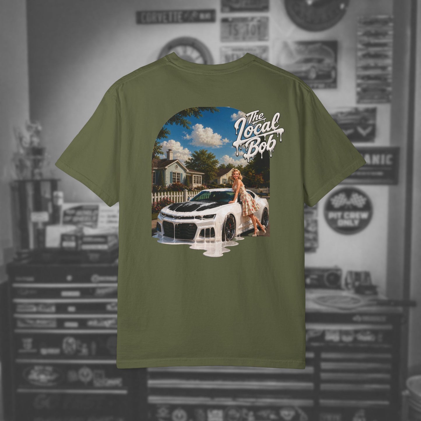 Camaro ZL1 Pinup Tee — 1950s Drip Art T-Shirt