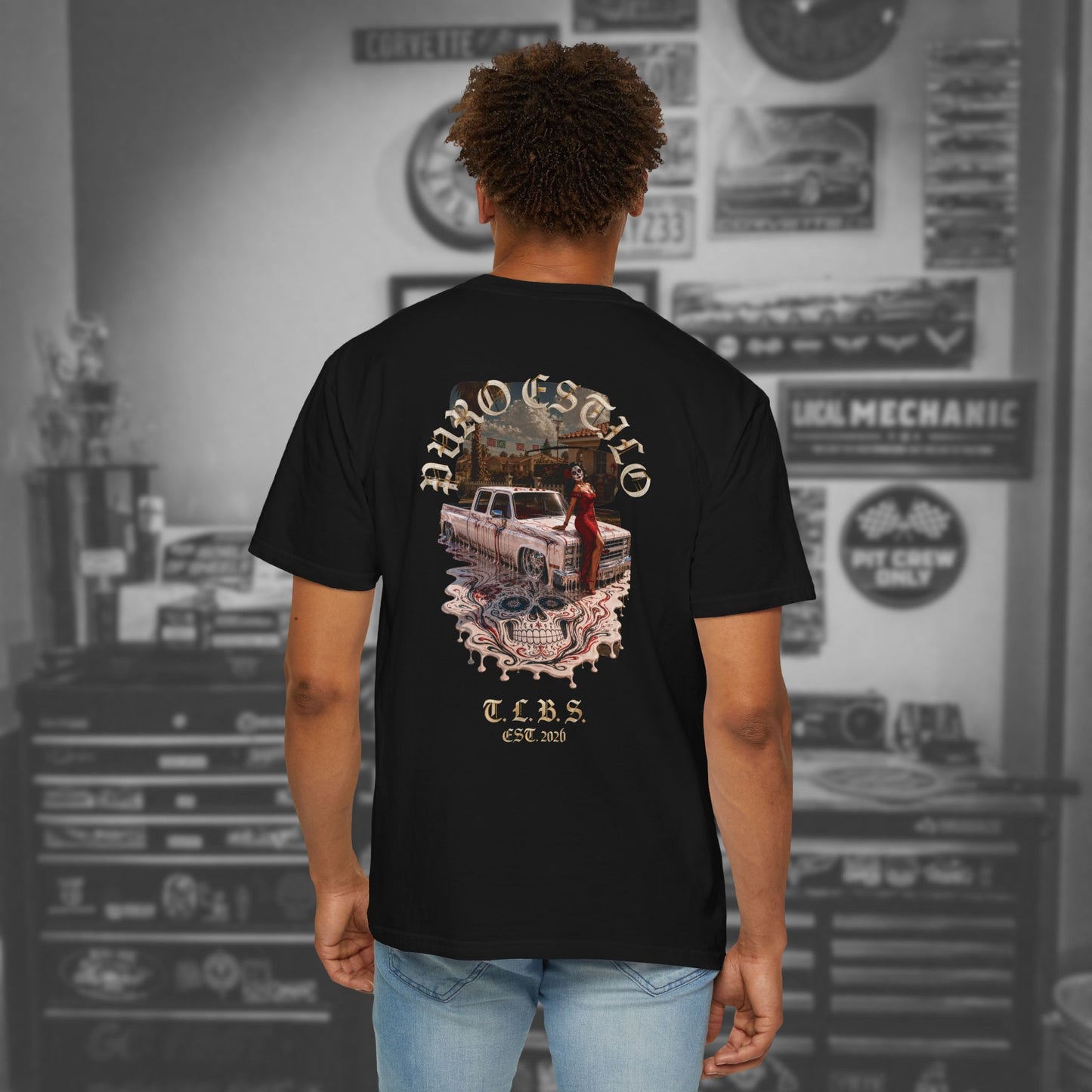 Puro Estilo Square Body Chevy T-Shirt — Día de Muertos Graphic Tee